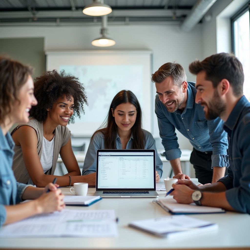 Dozent arbeitet mit Kursteilnehmern an einem praktischen Buchhaltungsfall
